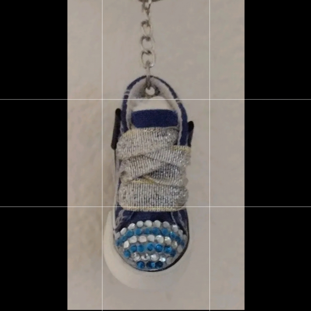 Royal Blue Converse Style Keychain w/Swarovski Crystals & Pearls